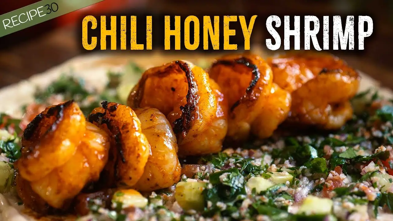 Sweet & Spicy Shrimp Flatbread with Fresh Tabbouleh